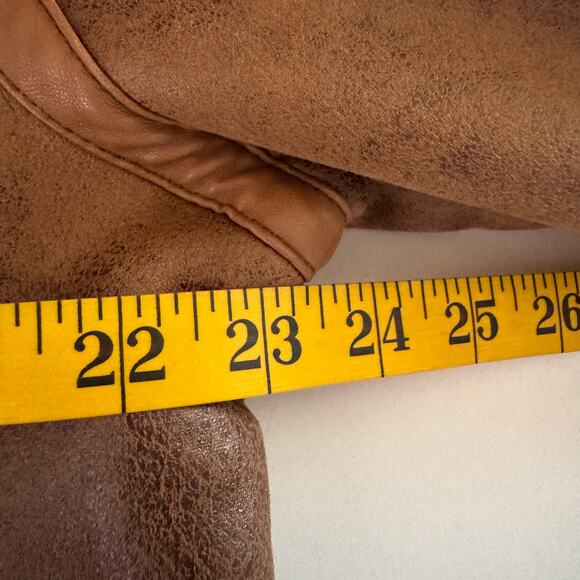 AVEC LES FILLES Coat Large Faux Leather Shearling Moto Jacket Notched Collar - Picture 14 of 15